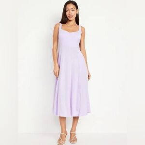 Old Navy Fit & Flare Linen-Blend Midi Dress women’s size XXL lavender pockets